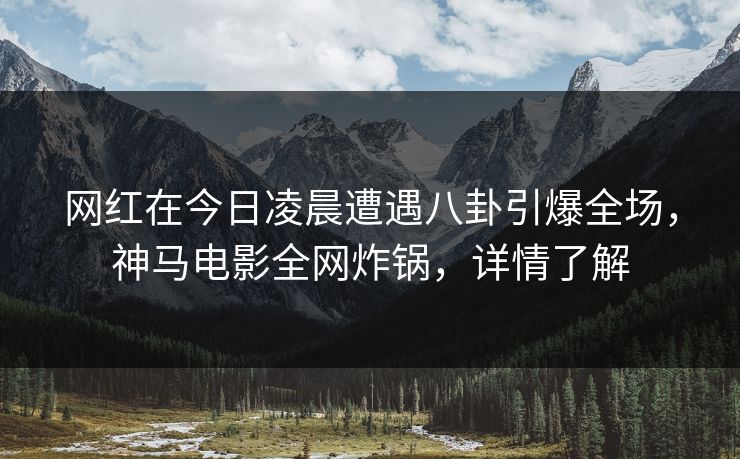 网红在今日凌晨遭遇八卦引爆全场，神马电影全网炸锅，详情了解