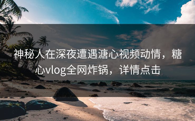 神秘人在深夜遭遇溏心视频动情，糖心vlog全网炸锅，详情点击
