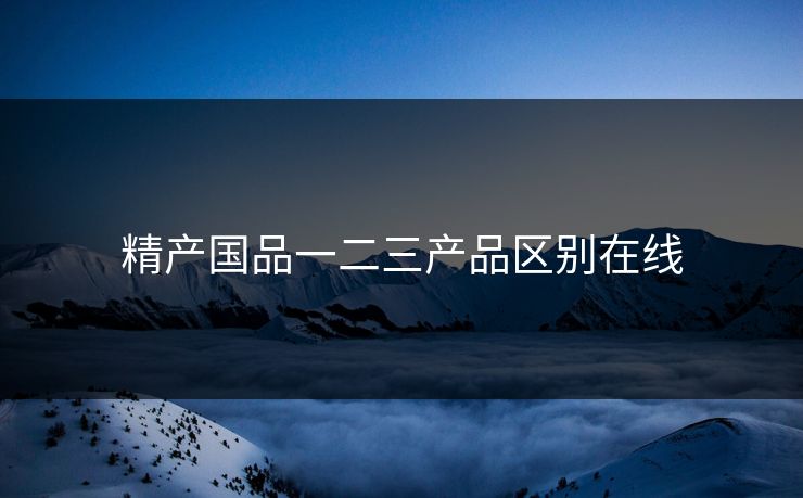 精产国品一二三产品区别在线