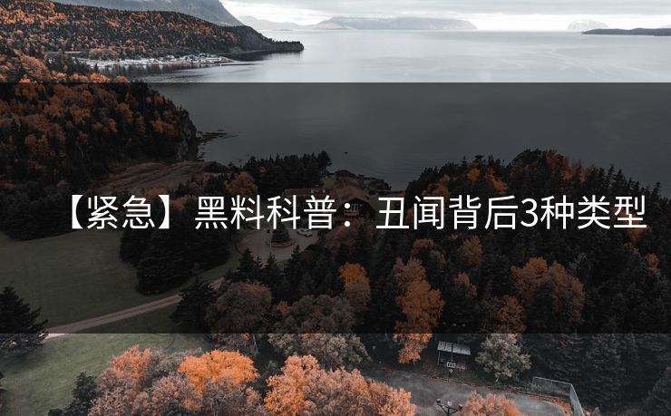 【紧急】黑料科普:丑闻背后3种类型 【紧急】黑料科普:丑闻背后3种类型