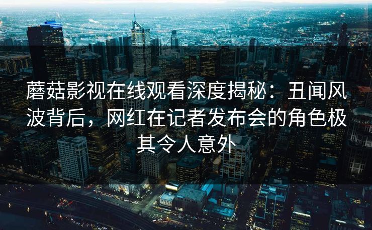 蘑菇影视在线观看深度揭秘:丑闻风波背后,网红在记者发布会的角色极其令人意外 蘑菇影视在线观看深度揭秘:丑闻风波背后,网红在记者发布会的角色极其令人意外